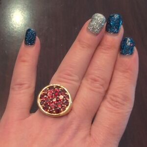 Elegant Gold and Red Colored  Gemstone Ring